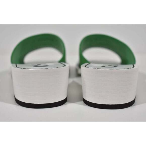 Chanel 22S Green Calfskin Leather White CC Logo Mules Slide Sandal Heel Flat 37 - Picture 11 of 12